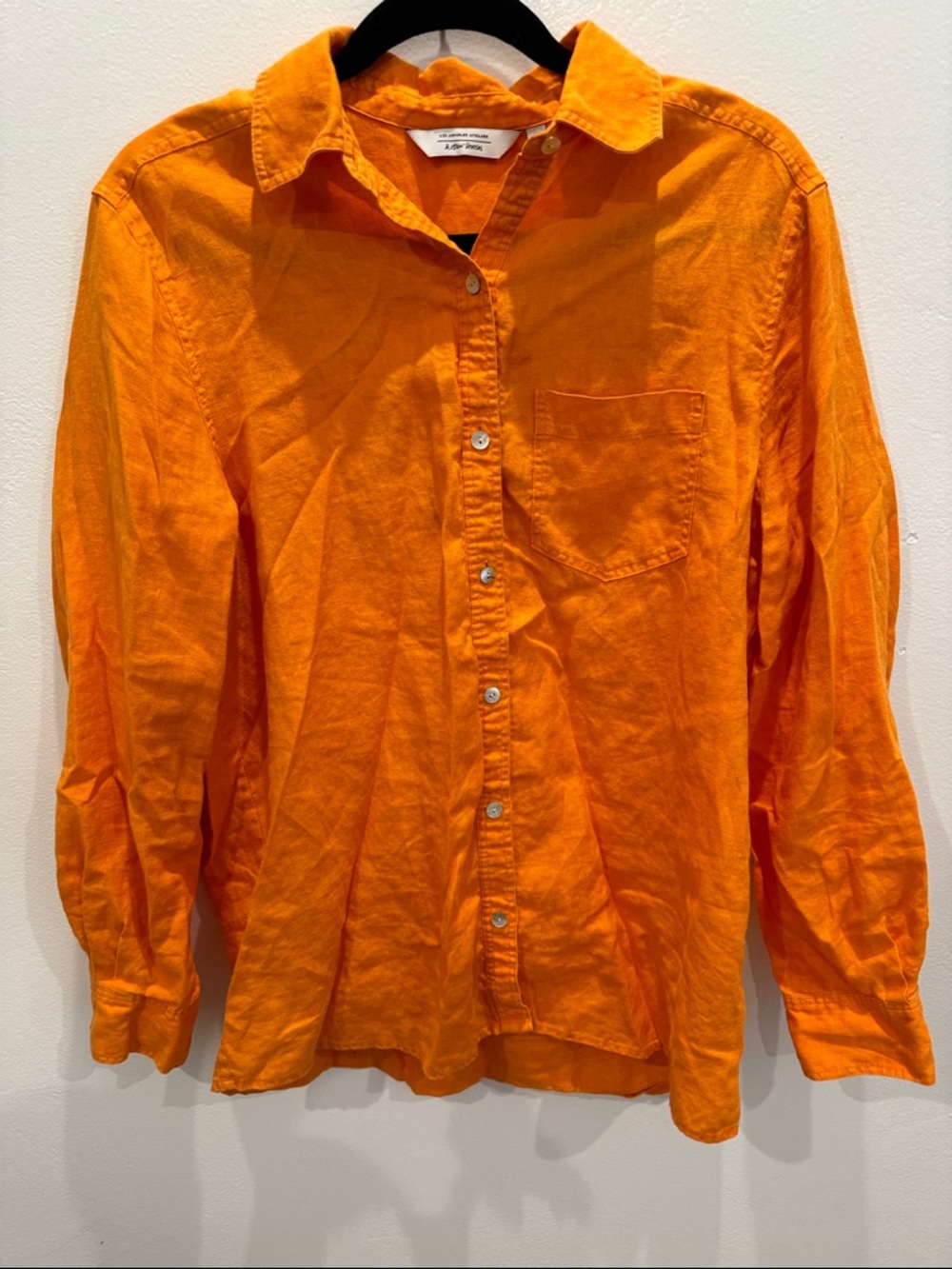 Lightweight Orange Button-Down Shirt - Classic Collared Women's Top